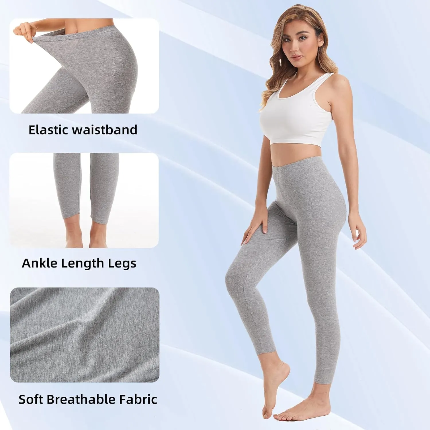 Vinconie Thin Leggings for Women Yoga Pants Workout Leggings Full Length Soft