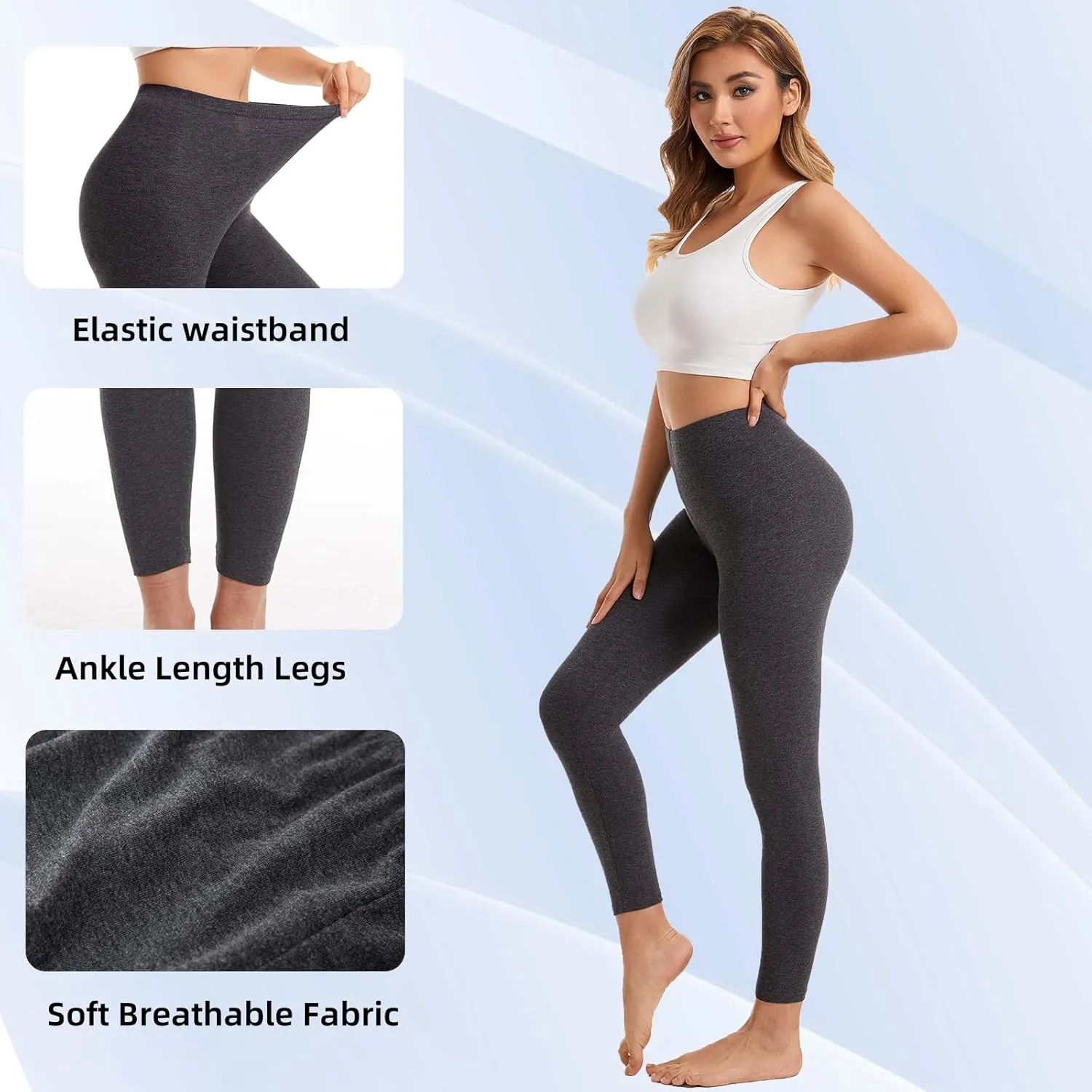 Vinconie Thin Leggings for Women Yoga Pants Workout Leggings Full Length Soft