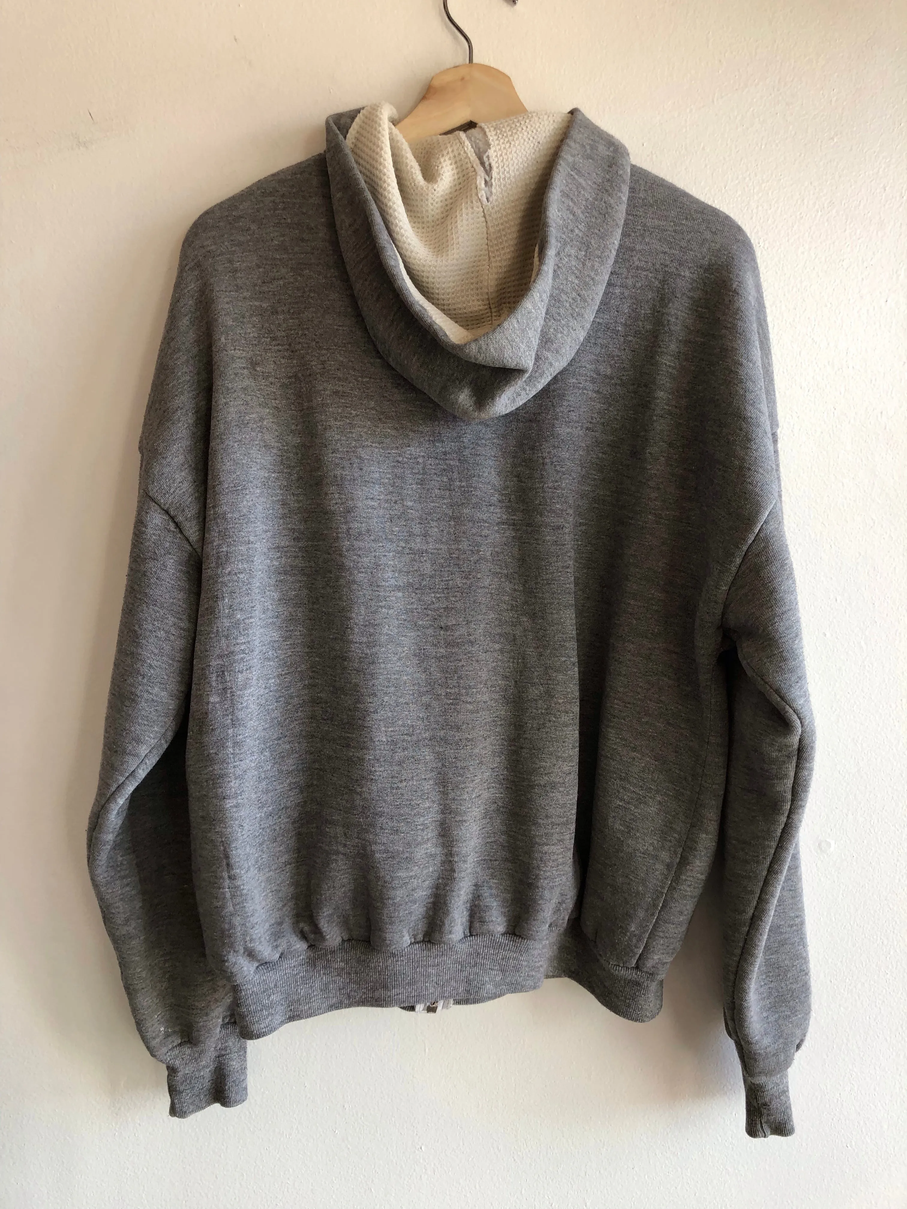 Vintage 1970s Thermal-Lined Zip Up Hooded Sweatshirt