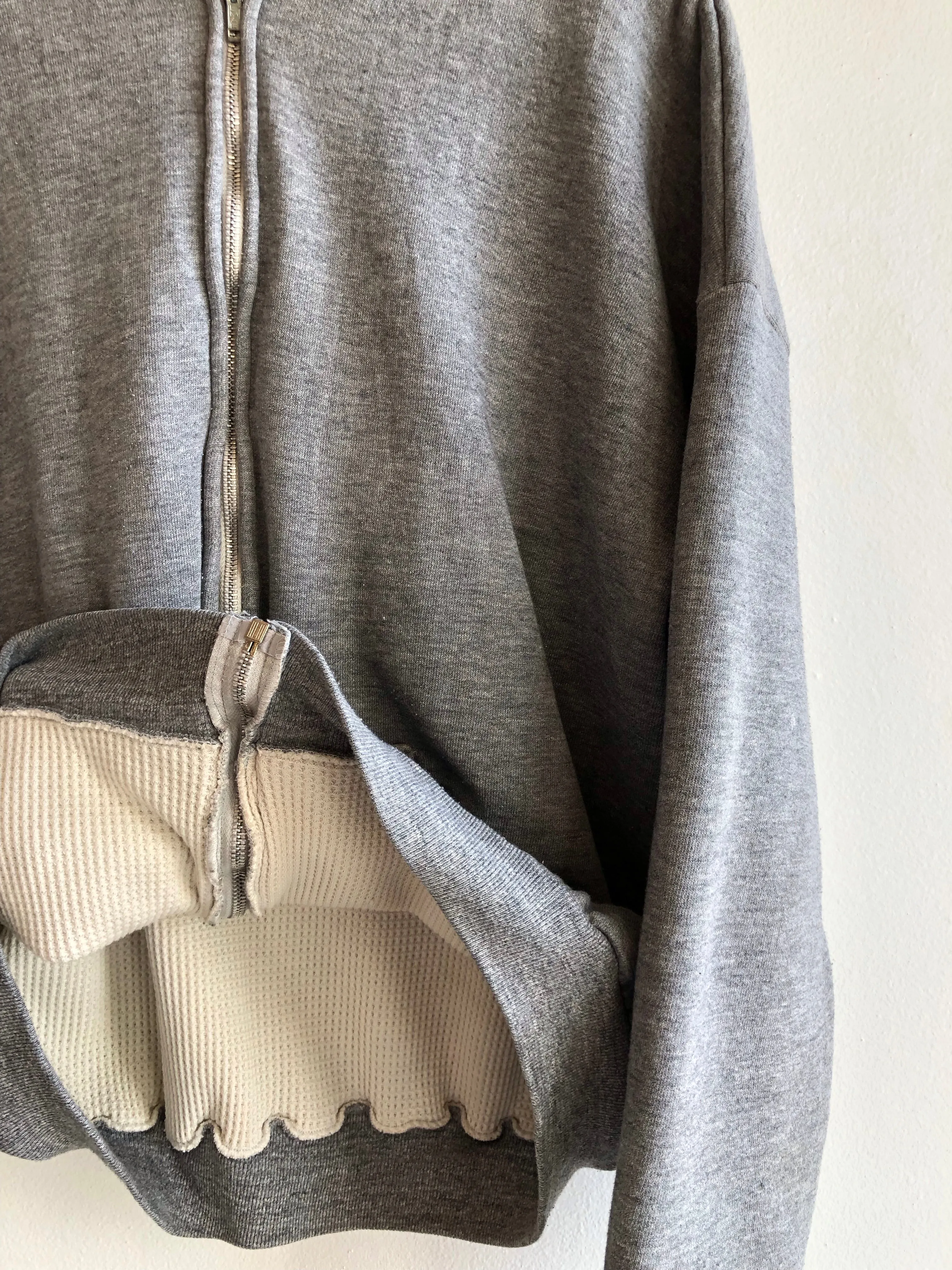 Vintage 1970s Thermal-Lined Zip Up Hooded Sweatshirt