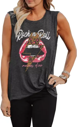 Vintage Style Rock and Roll Tank Tops Women Country Music Shirt Cute Music Band Shirt