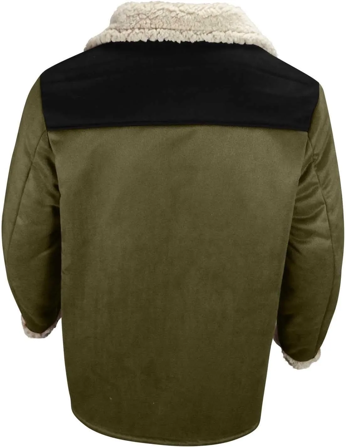 Vintage Suede Trench Coats Plush Reverse Collar Mens Outdoor Jacket Retro Warm Winter Sherpa Fleece Lined Outerwear