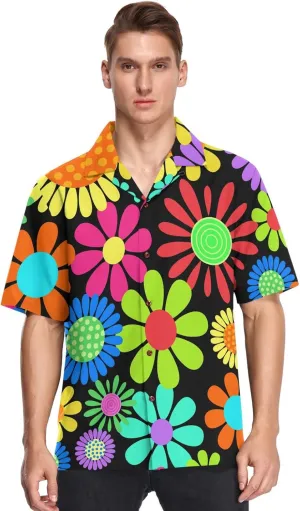 visesunny Mens Casual Button Down Short Sleeve Hawaiian Shirt Aloha Shirt