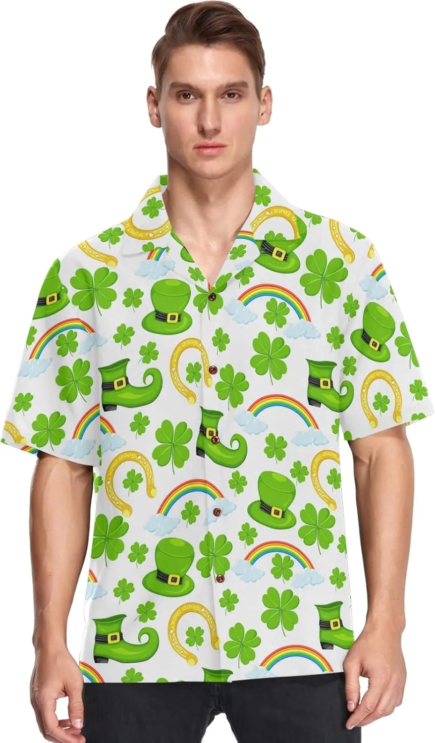visesunny Mens Casual Button Down Short Sleeve Hawaiian Shirt Aloha Shirt