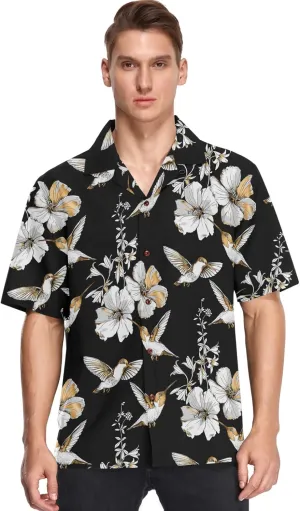 visesunny Mens Casual Button Down Short Sleeve Hawaiian Shirt Aloha Shirt
