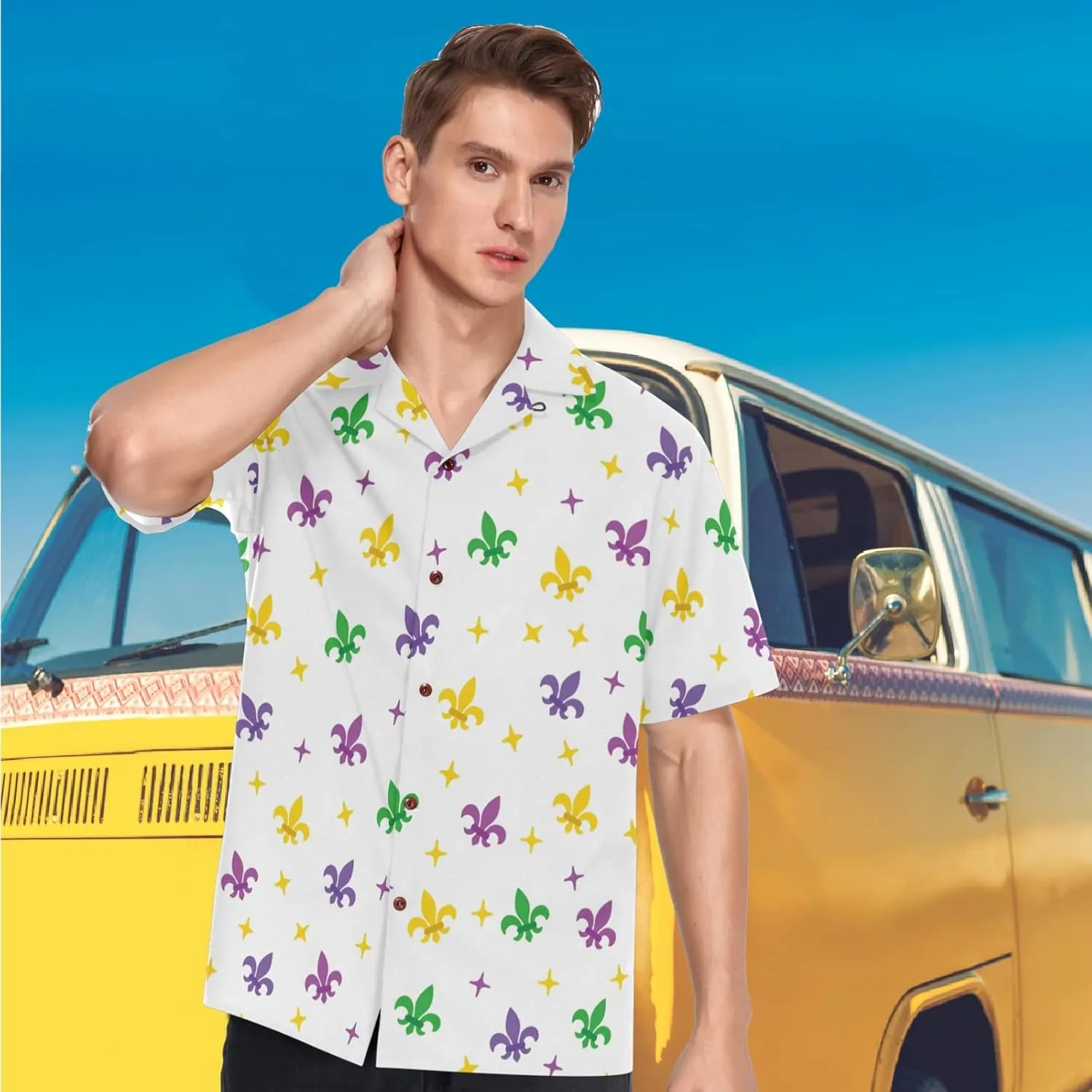 visesunny Mens Casual Button Down Short Sleeve Hawaiian Shirt Aloha Shirt