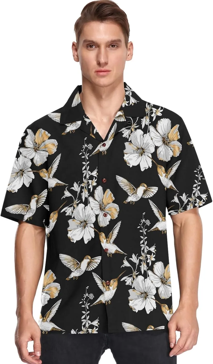 visesunny Mens Casual Button Down Short Sleeve Hawaiian Shirt Aloha Shirt