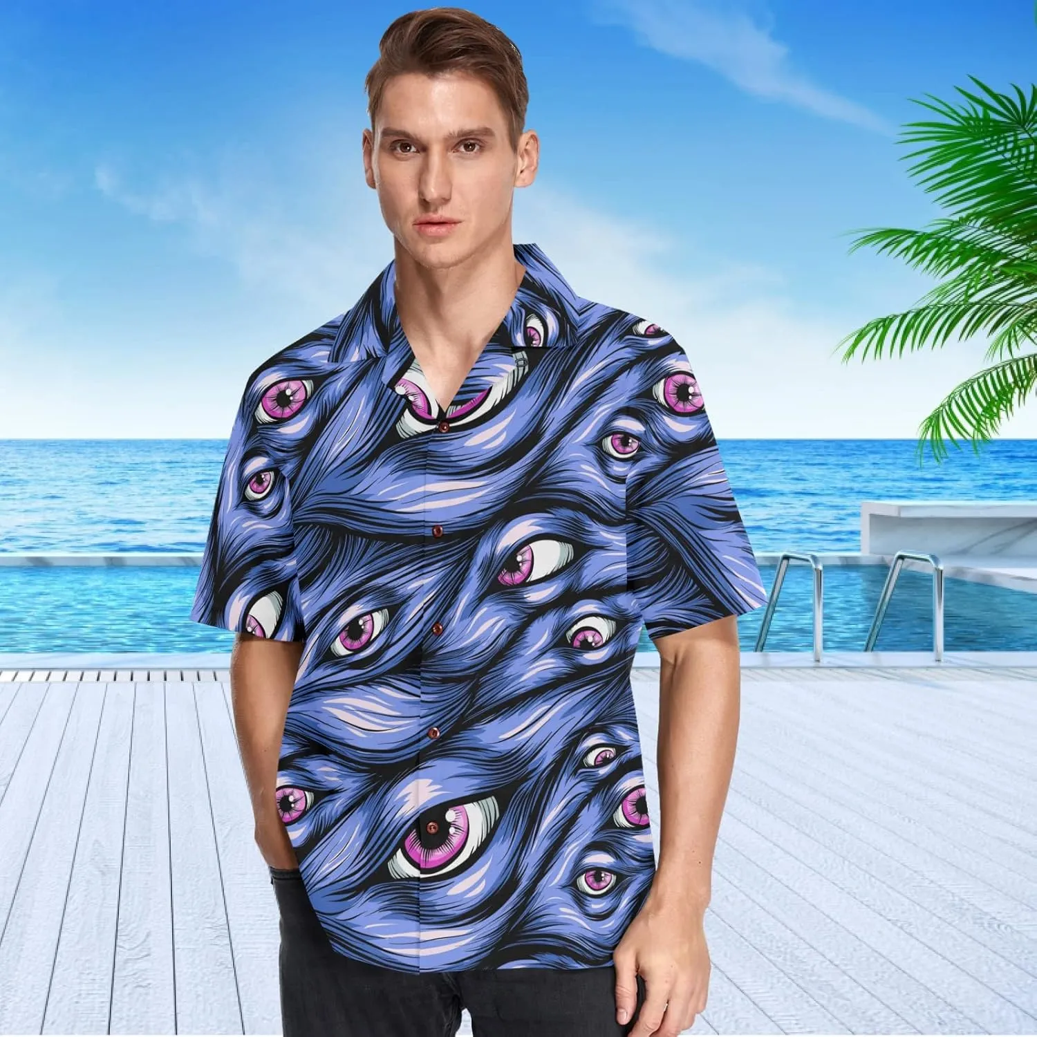 visesunny Mens Casual Button Down Short Sleeve Hawaiian Shirt Aloha Shirt