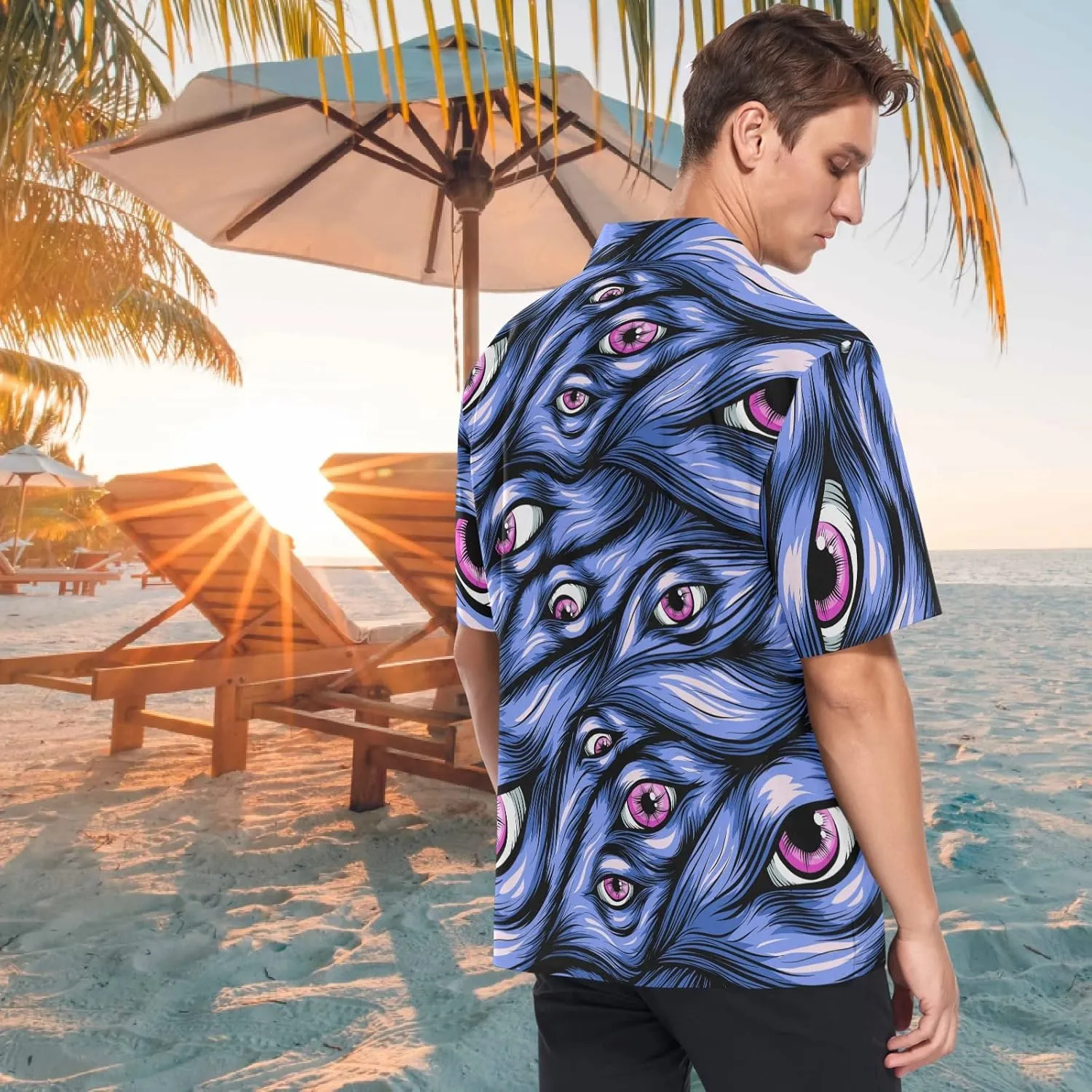 visesunny Mens Casual Button Down Short Sleeve Hawaiian Shirt Aloha Shirt
