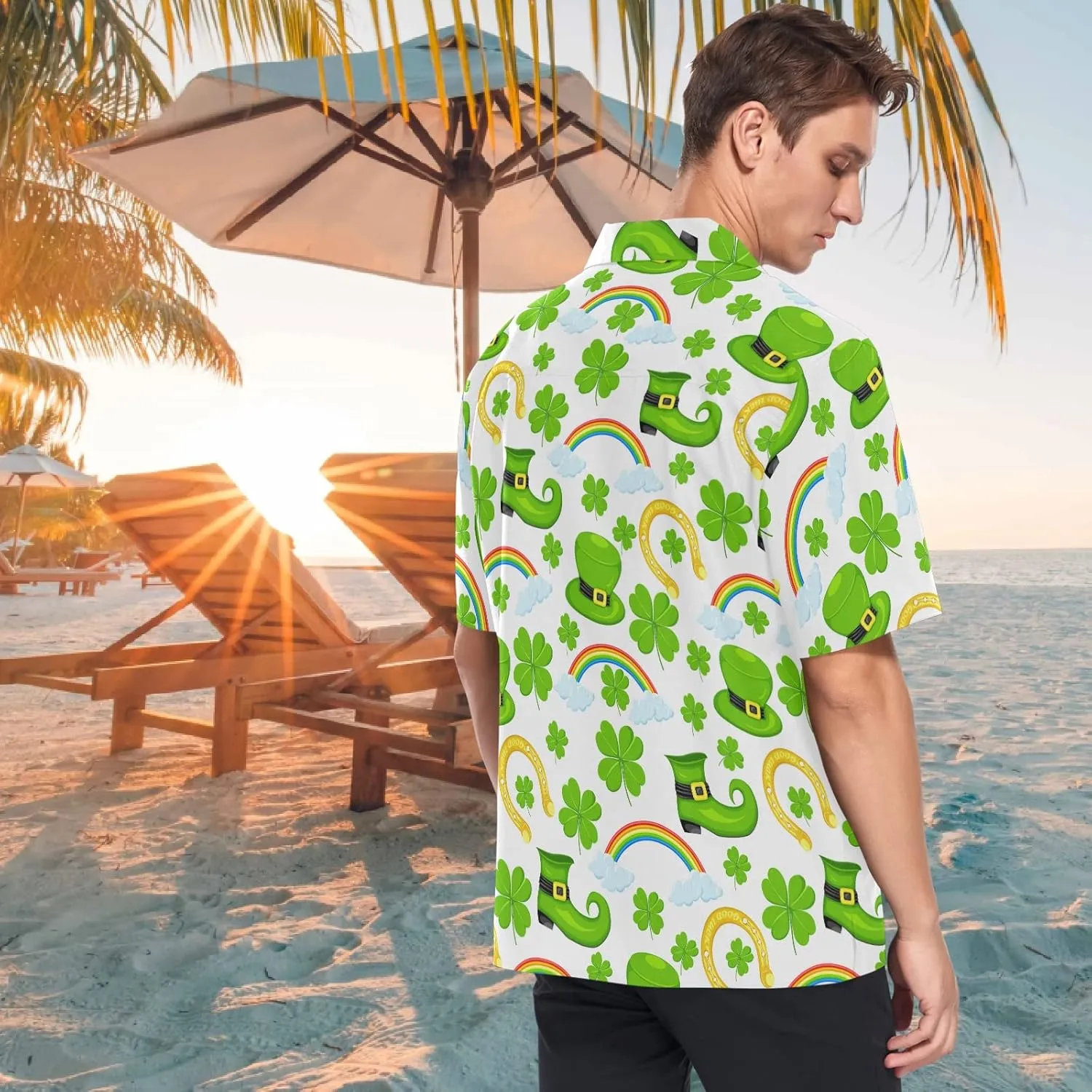 visesunny Mens Casual Button Down Short Sleeve Hawaiian Shirt Aloha Shirt