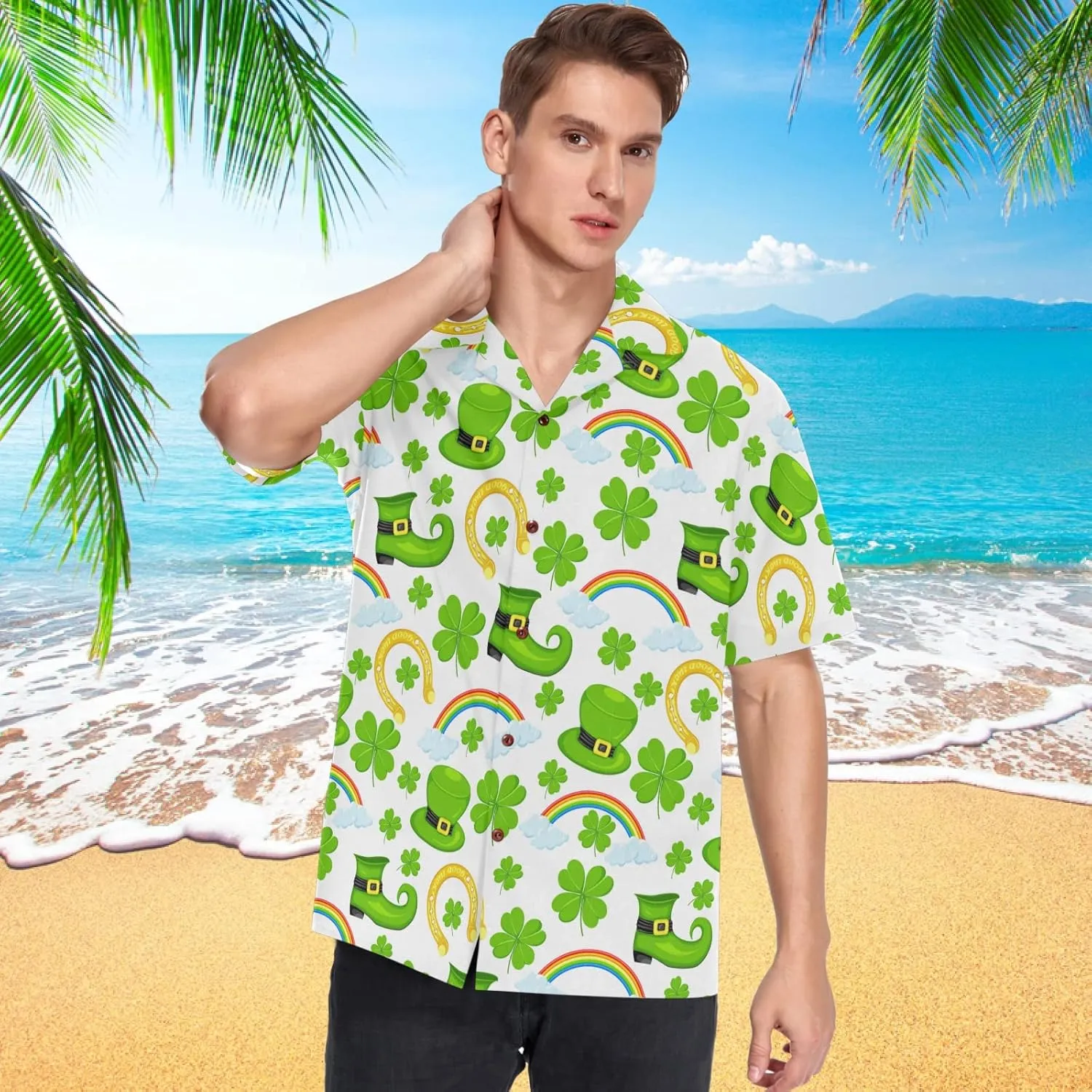 visesunny Mens Casual Button Down Short Sleeve Hawaiian Shirt Aloha Shirt