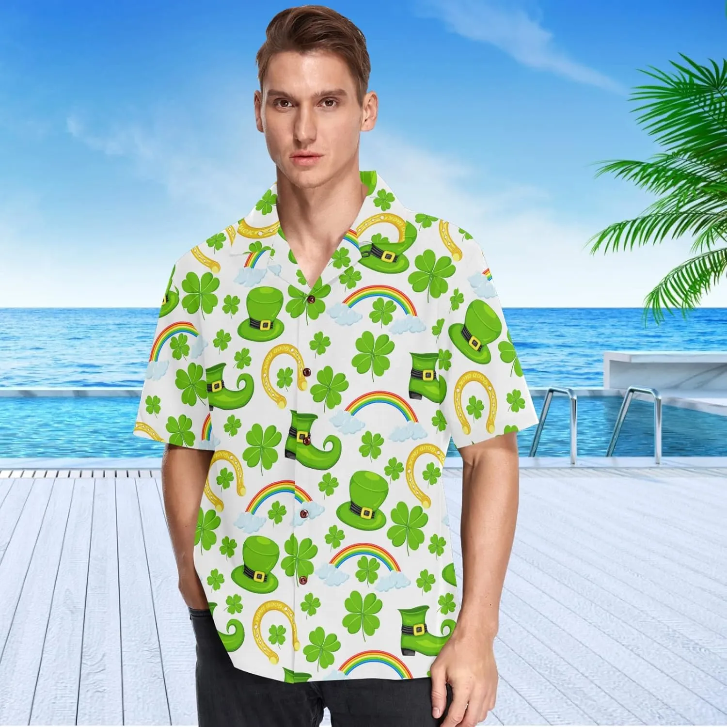 visesunny Mens Casual Button Down Short Sleeve Hawaiian Shirt Aloha Shirt