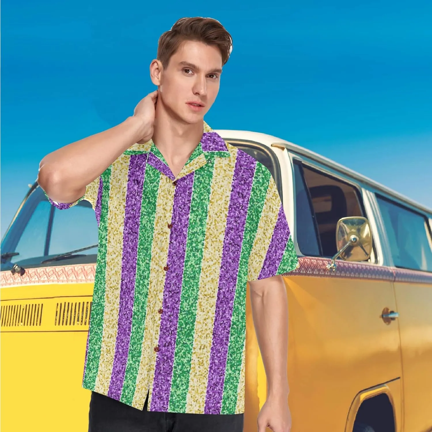 visesunny Mens Casual Button Down Short Sleeve Hawaiian Shirt Aloha Shirt