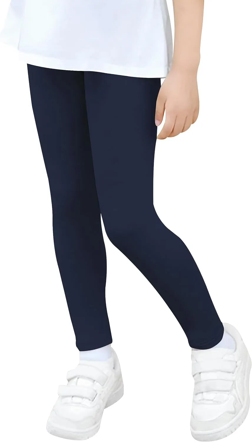 VOGRYE 5 Pack Girls Leggings Thick Cotton Leggings for Kids Full Length Pants Stretchy