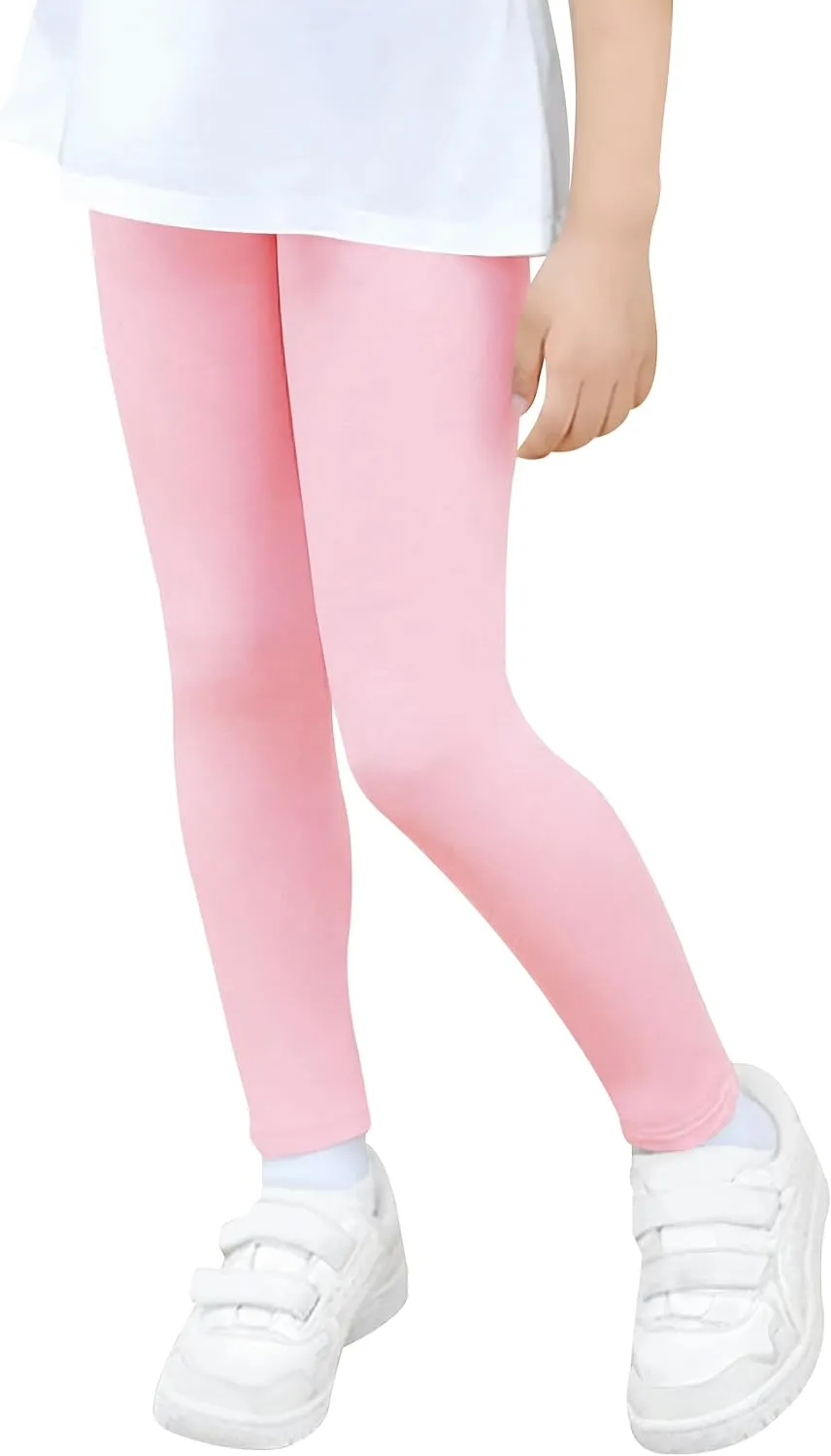 VOGRYE 5 Pack Girls Leggings Thick Cotton Leggings for Kids Full Length Pants Stretchy