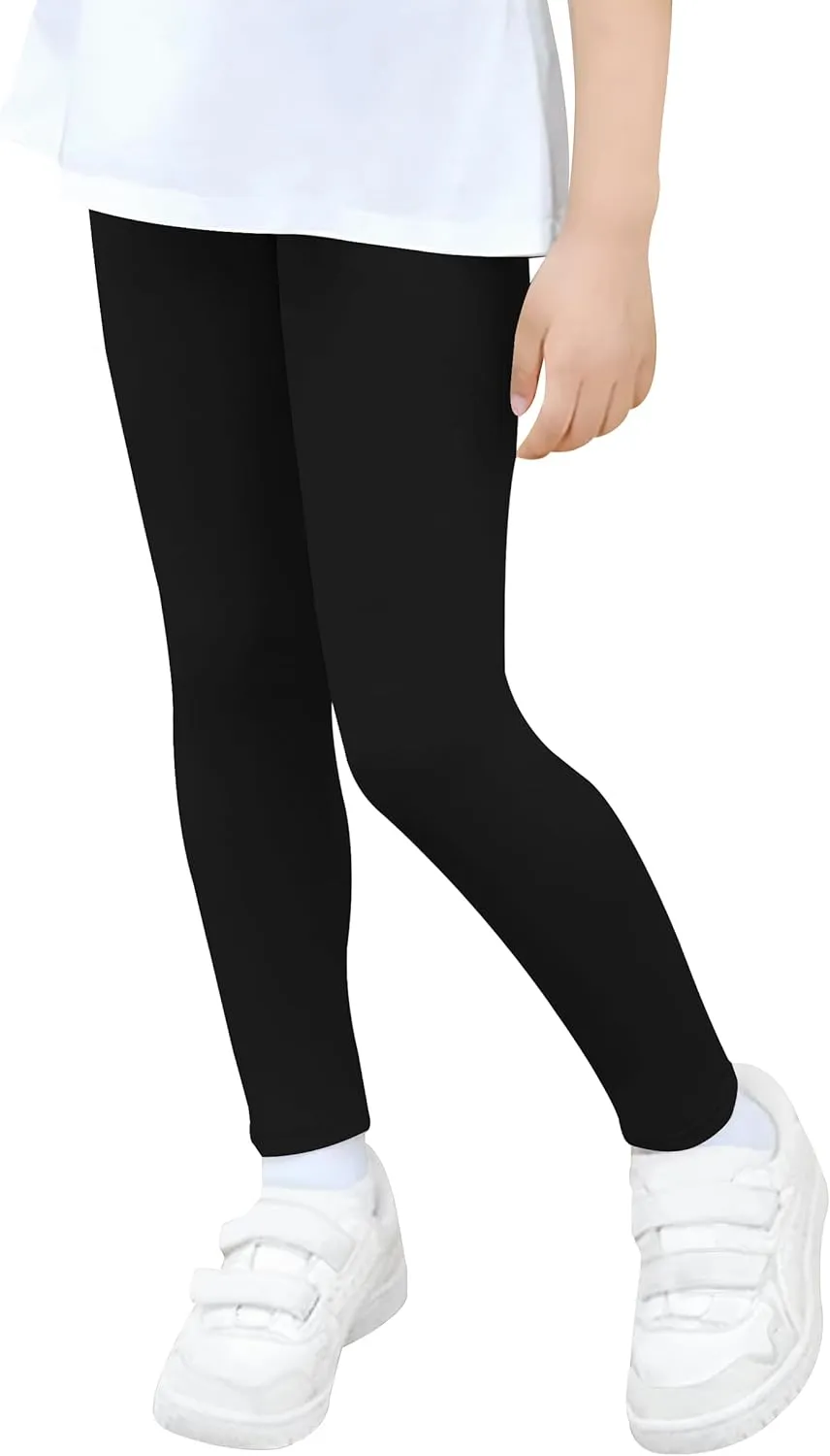 VOGRYE 5 Pack Girls Leggings Thick Cotton Leggings for Kids Full Length Pants Stretchy