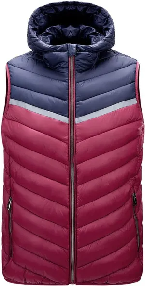 Waistcoat for Men's Fall Winter Warm Cotton Padded Sleeveless Snow Jackets Trendy Color Block Plus Size Vest Coat