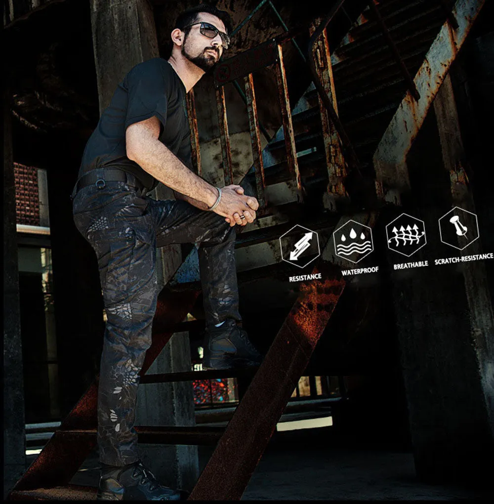 Waterproof Ripproof Men's Mid Waist Military Cargo Pants