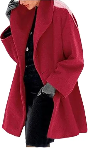 Winter Jackets For Women Womens Winter Wool Coat Trench Jacket Ladies Warm Slim Long Overcoat Outwear