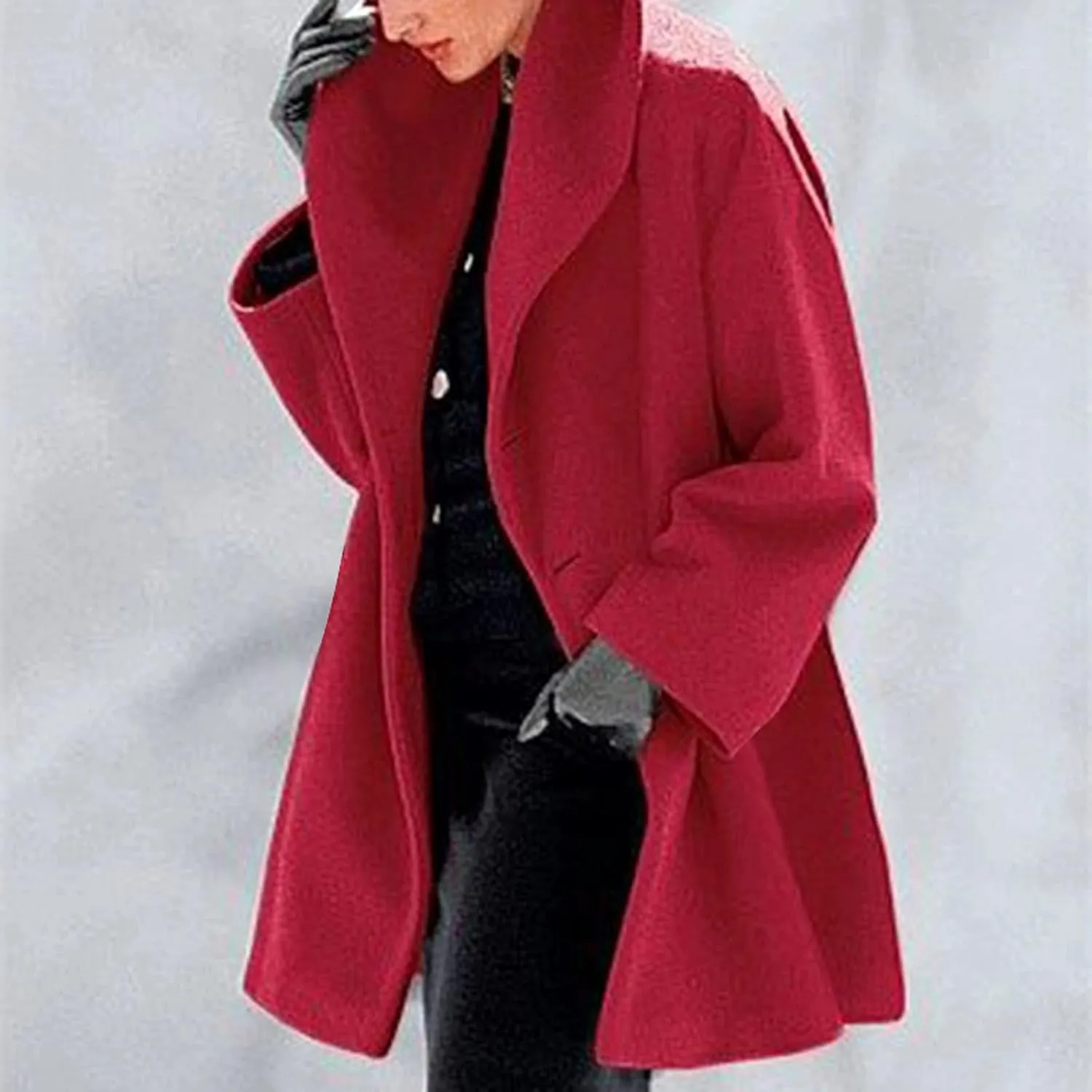 Winter Jackets For Women Womens Winter Wool Coat Trench Jacket Ladies Warm Slim Long Overcoat Outwear