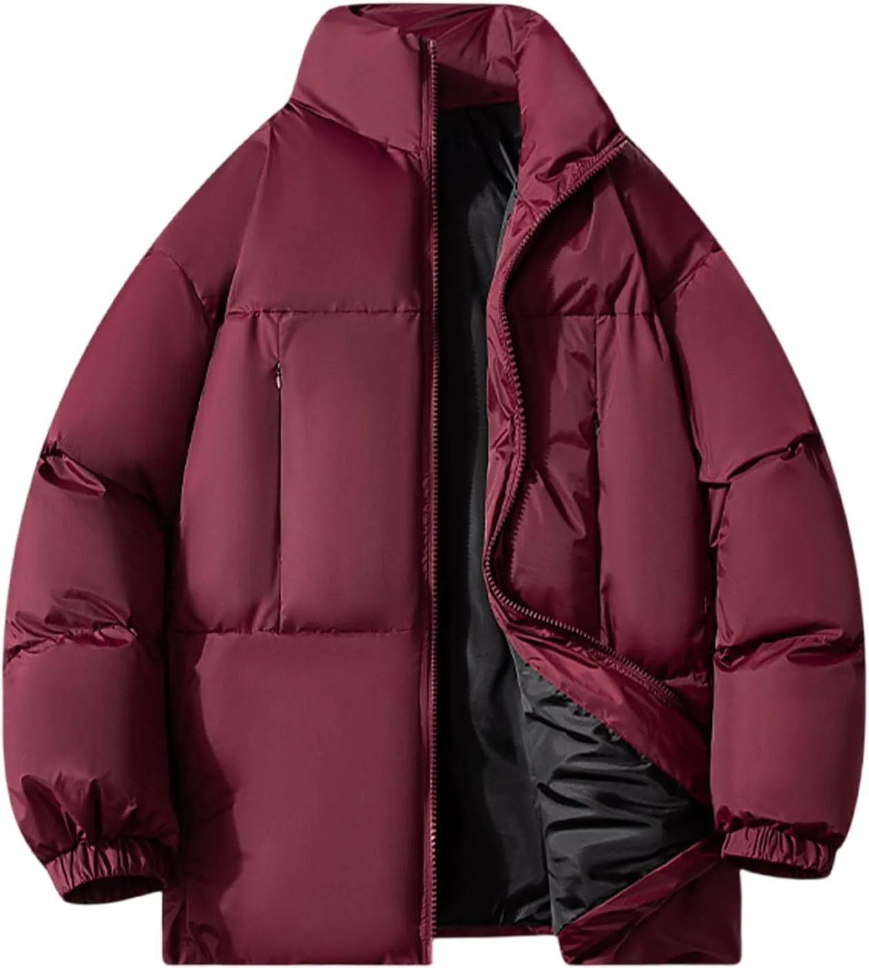 Winter Quilted Insulated Jackets For Men Heavyweight Cotton Padded Jacket Stand Collar Thickened Coats For Travel Ski