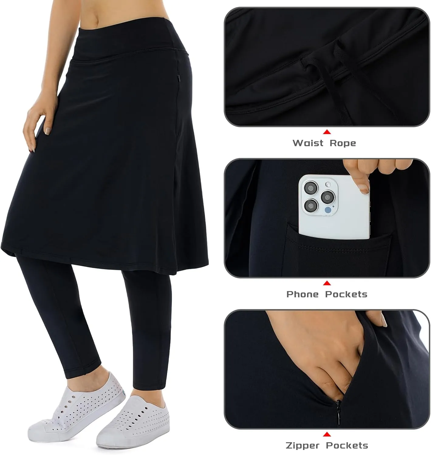 Women Athletic Knee Length Skirts with Full Length Leggings,Skorts Leggings&Skirted Leggings Skorts Women