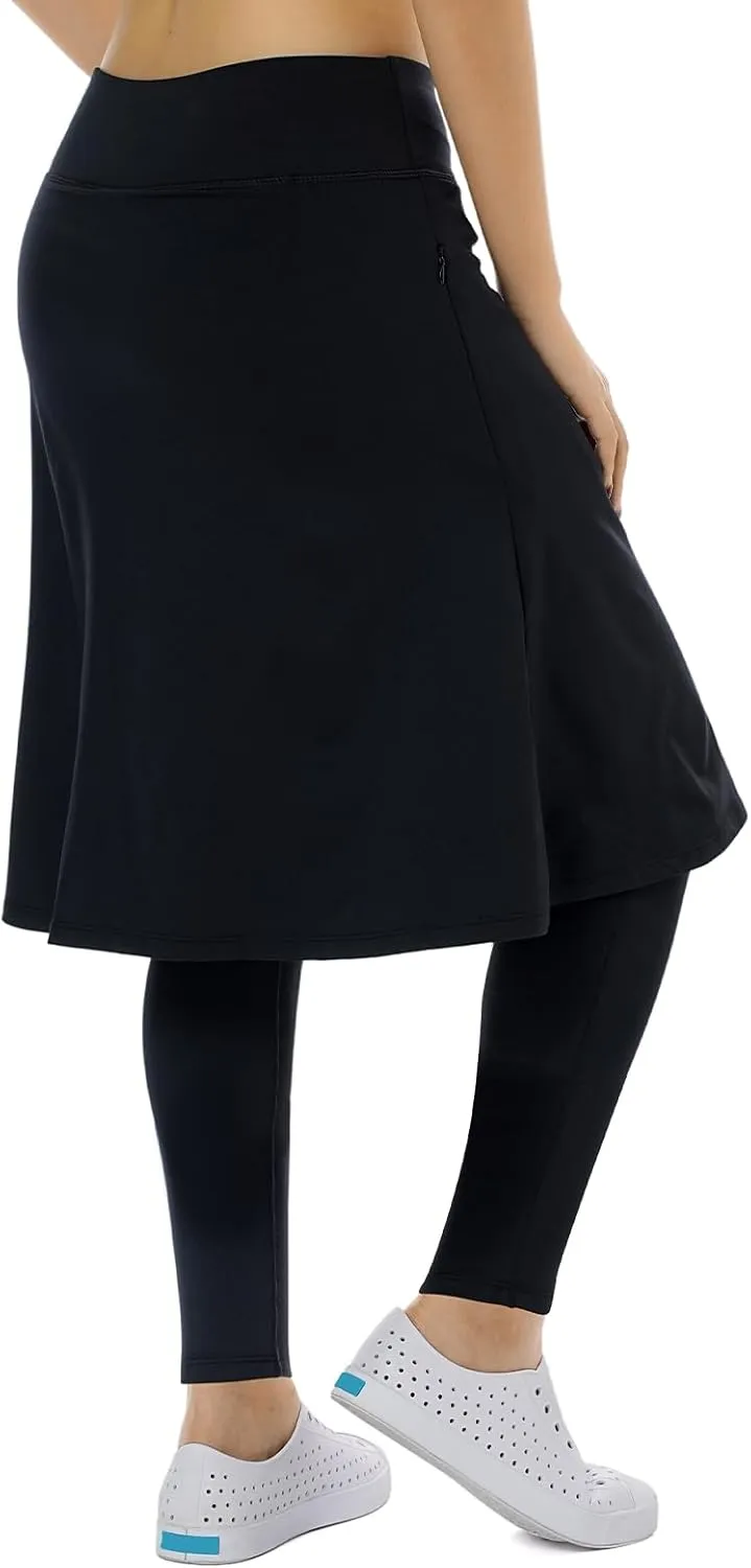 Women Athletic Knee Length Skirts with Full Length Leggings,Skorts Leggings&Skirted Leggings Skorts Women