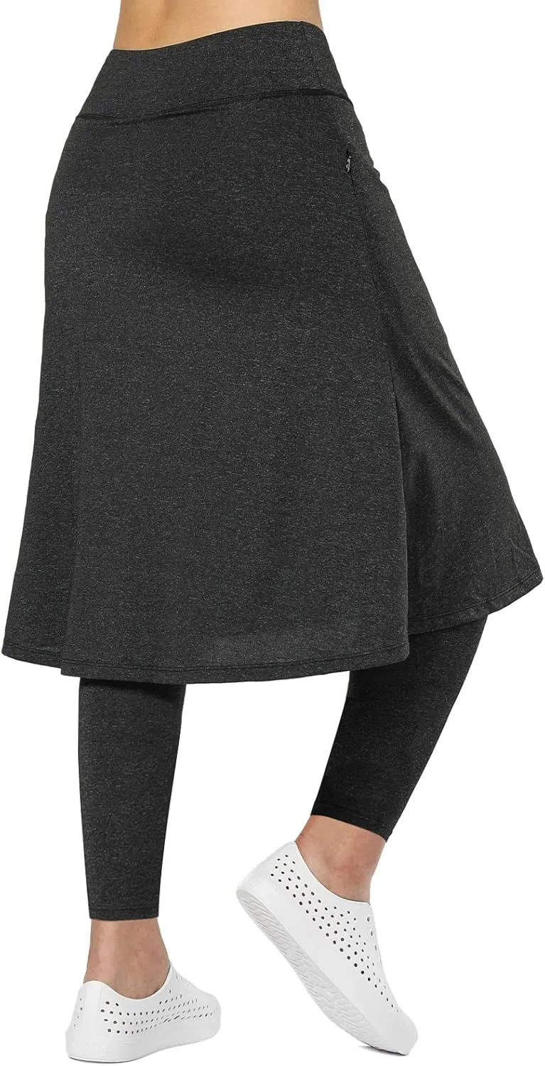 Women Athletic Knee Length Skirts with Full Length Leggings,Skorts Leggings&Skirted Leggings Skorts Women