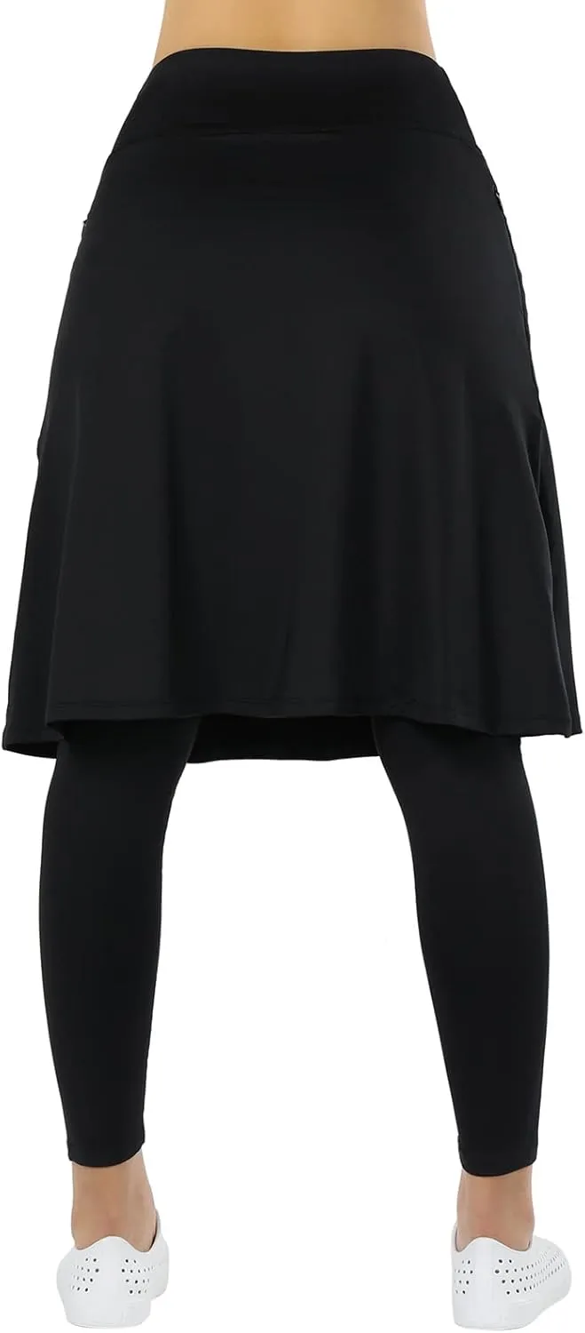 Women Athletic Knee Length Skirts with Full Length Leggings,Skorts Leggings&Skirted Leggings Skorts Women