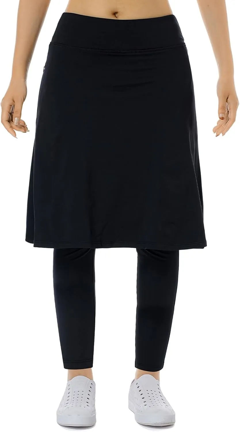Women Athletic Knee Length Skirts with Full Length Leggings,Skorts Leggings&Skirted Leggings Skorts Women