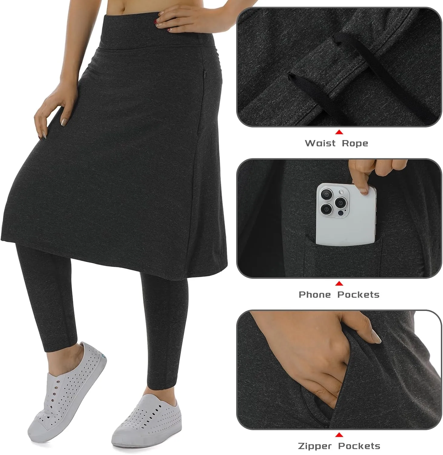 Women Athletic Knee Length Skirts with Full Length Leggings,Skorts Leggings&Skirted Leggings Skorts Women