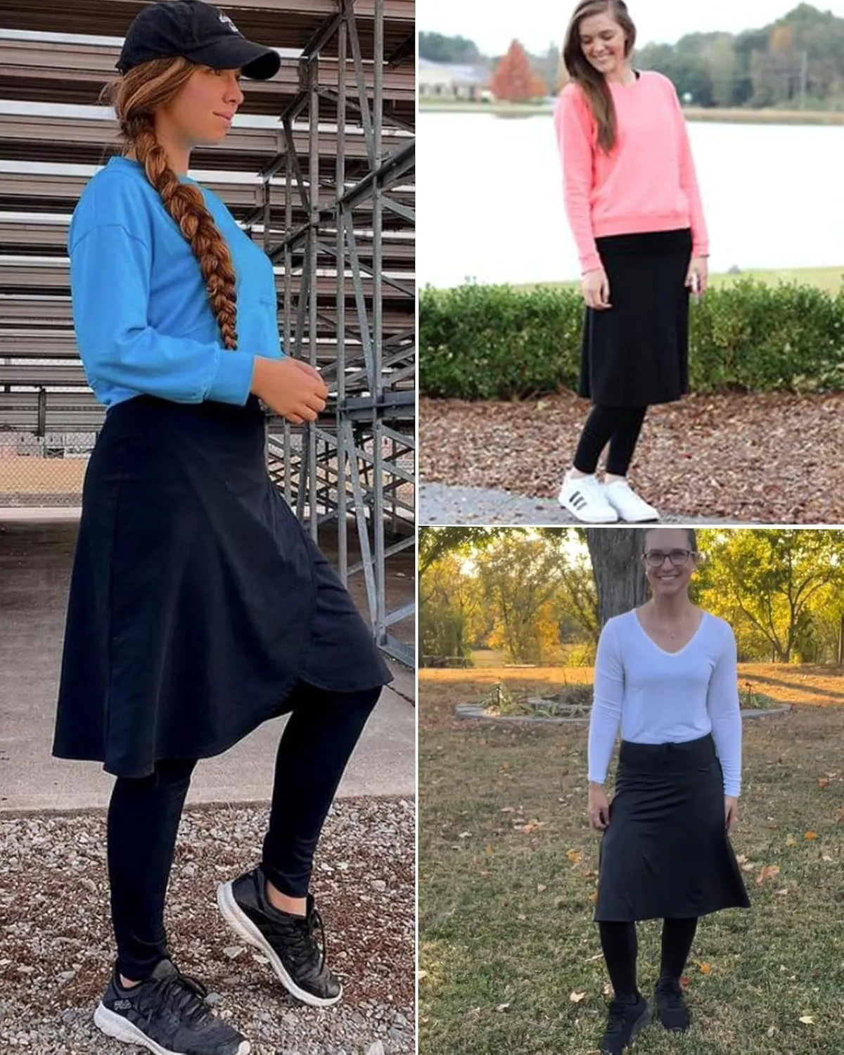 Women Athletic Knee Length Skirts with Full Length Leggings,Skorts Leggings&Skirted Leggings Skorts Women