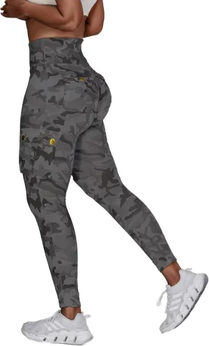 Women High Waist Cargo Leggings Workout Leggings Tummy Control Yoga Pants with Pocket