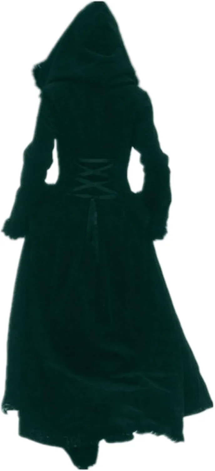 Women Long Length Trench Coat Open Front Cardigan Jacket Bell Long Sleeve Button Down Lace Up Back Hooded Coats Outwear