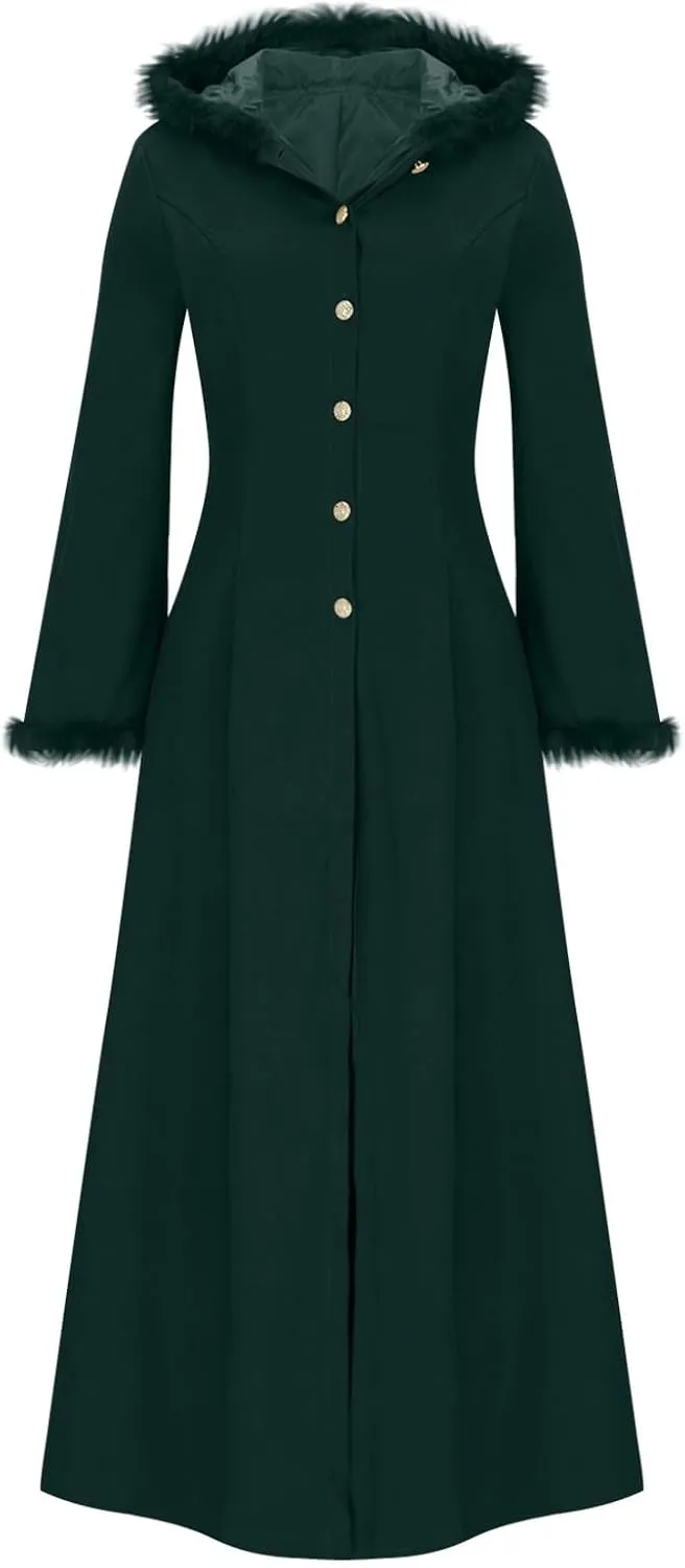 Women Long Length Trench Coat Open Front Cardigan Jacket Bell Long Sleeve Button Down Lace Up Back Hooded Coats Outwear
