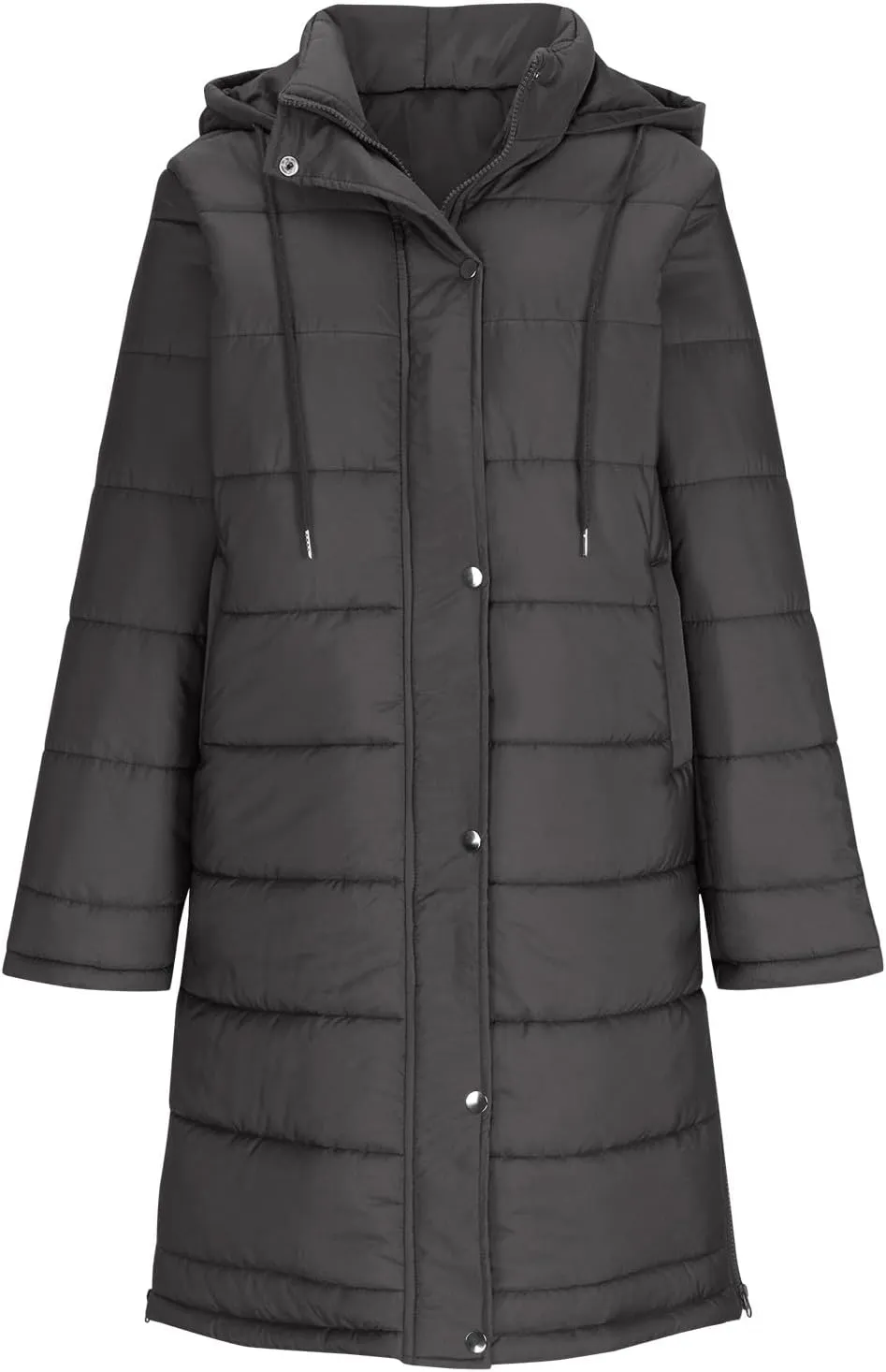 Women Long Puffer Coat Winter Warm Long Sleeve Padded Down Quilted Jackets Fashion Hooded Coats Lightweight Parka Jacket