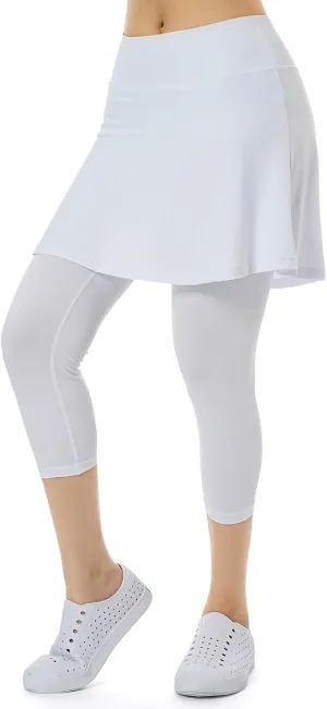 Women Skirted Leggings with Pockets,Tennis Skorts Skirts with Leggings Yoga Skorts Capris