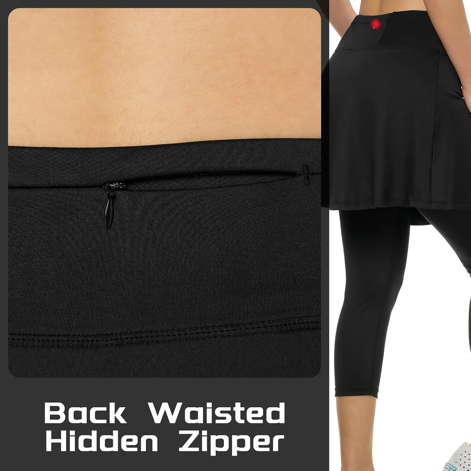 Women Skirted Leggings with Pockets,Tennis Skorts Skirts with Leggings Yoga Skorts Capris