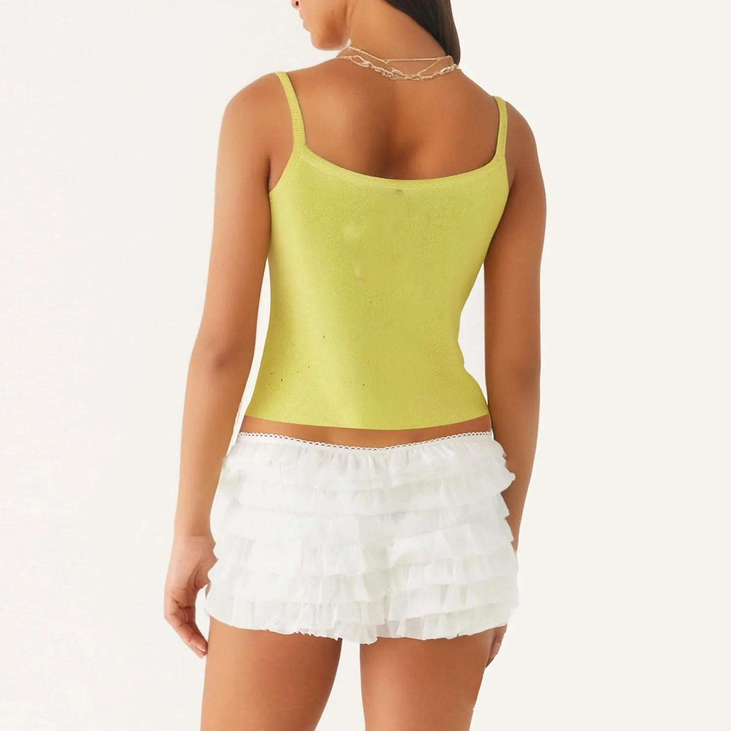 Women Starfish Sequin Tank Top Y2K Knit Glitter Cami Top Star Print Sleeveless Crop Top Going Out Streewear