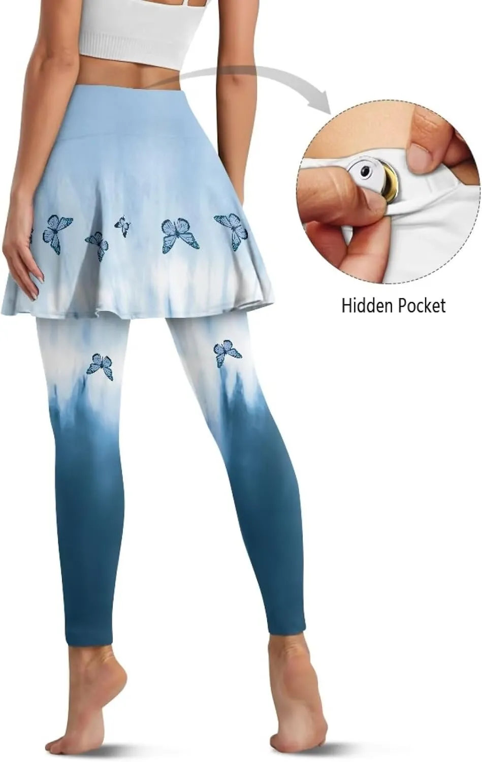 Women Tennis Skirted Leggings with Pockets Yoga Leggings with Skirts&Tennis Pickleball Clothing
