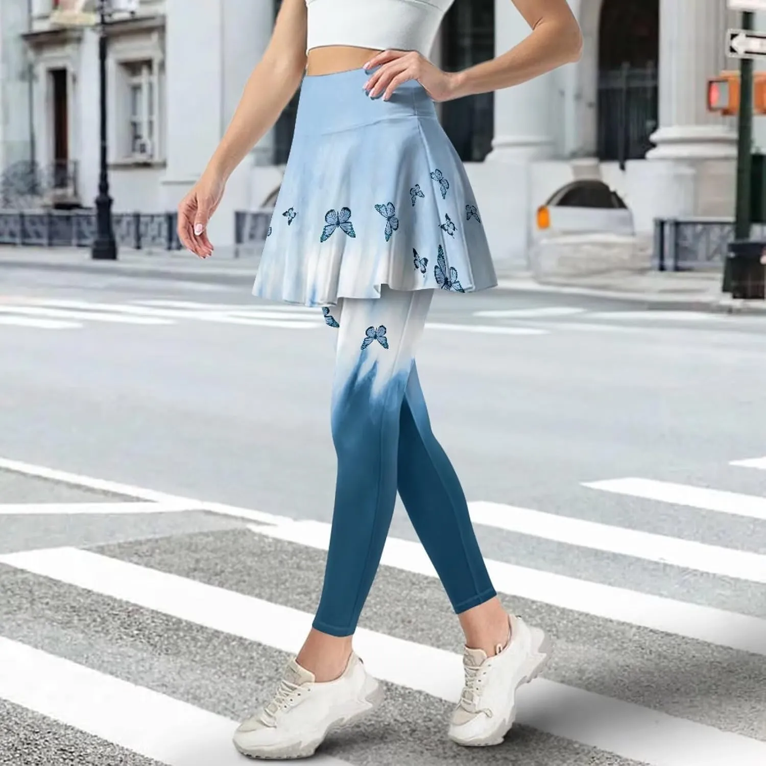 Women Tennis Skirted Leggings with Pockets Yoga Leggings with Skirts&Tennis Pickleball Clothing