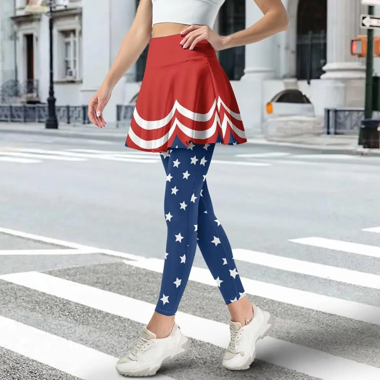 Women Tennis Skirted Leggings with Pockets Yoga Leggings with Skirts&Tennis Pickleball Clothing