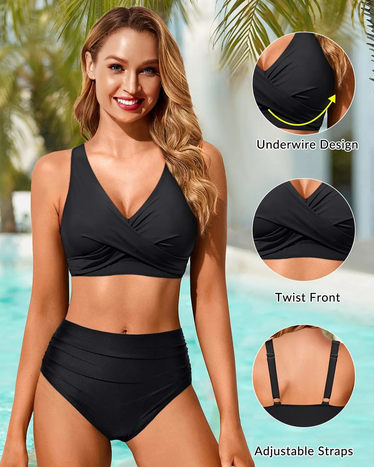 Women Underwire Bikini Top - Push Up Bathing Suit Top Large Bust Swim Top 2025 Swimsuit Top