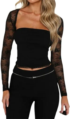 Women Y2K Sexy Lace Tube Top Vintage Lace Trim Camisole Slim Fitted Crop Top Cami Top Mini Vest Shirt Streetwear