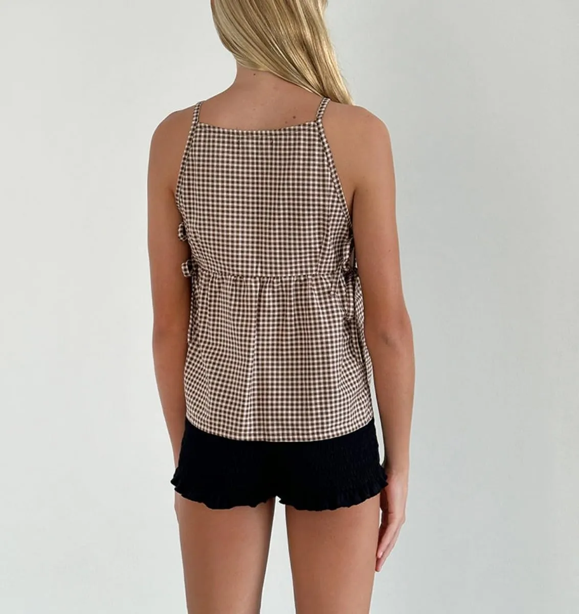 Women Y2K Split Side Tie Tank Top Floral Embroidered Cami Top Tie Front Sleeveless Crop Top Blouse