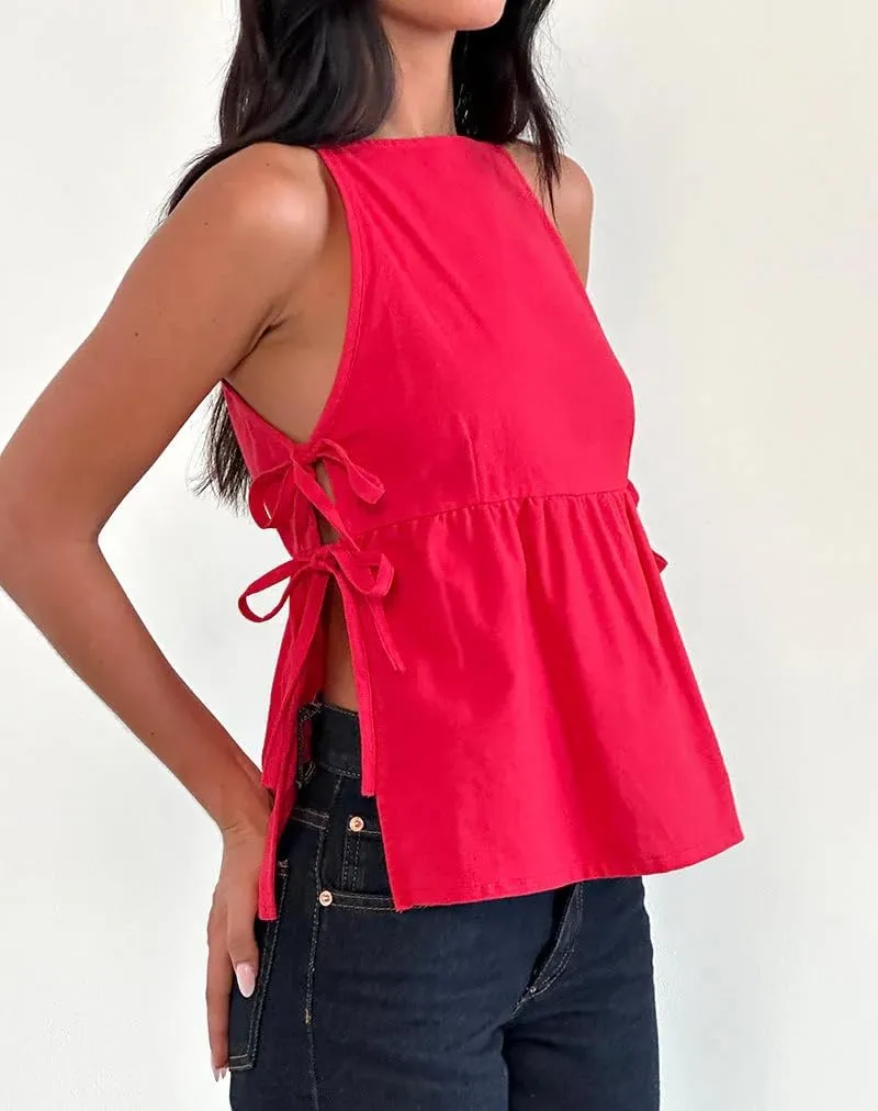 Women Y2K Split Side Tie Tank Top Floral Embroidered Cami Top Tie Front Sleeveless Crop Top Blouse