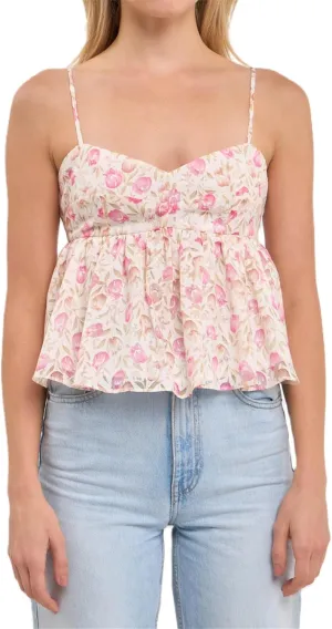 Women Y2k Tiered Layer Ruffle Hem Camisole Top Aesthetic Spaghetti Strap Sleeveless Babydoll Top Cute Vneck Tank Top