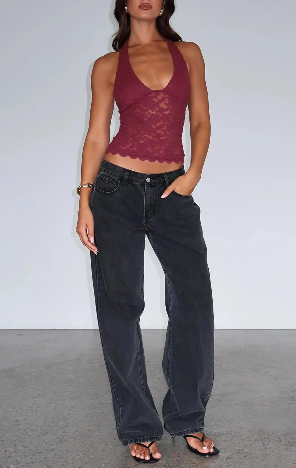 Women Y2k V Neck Cami Tank Top Lace Spaghetti Strap Cami Top See Through Sleeveless Top Sexy Going Out Camisole Top