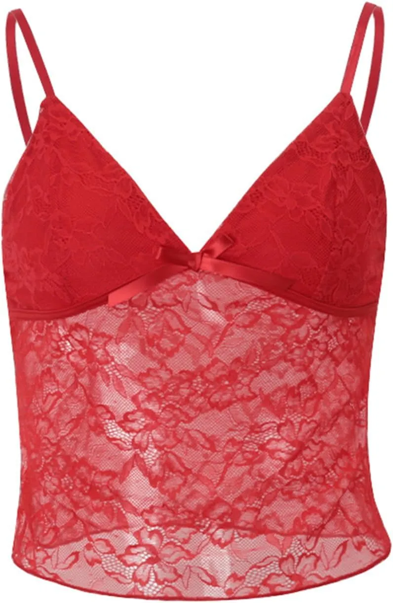 Women Y2k V Neck Cami Tank Top Lace Spaghetti Strap Cami Top See Through Sleeveless Top Sexy Going Out Camisole Top