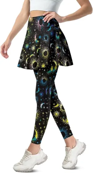 Women's Athletic Skirt with Leggings High Waisted Skort with Leggings Modest Leggings Attached Skirts Tennis Pants